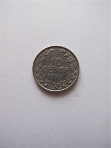 Монета Либерия 10 центов 1977 года