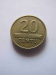 Монета Литва 20 центов 1997