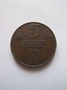 Норвегия 5 эре 1938