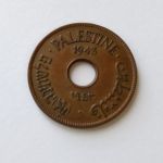 Монета Палестина 10 мил 1943 Бронза