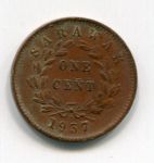Монета Саравак 1 цент 1937 г