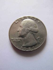 США 25 центов 1981 D