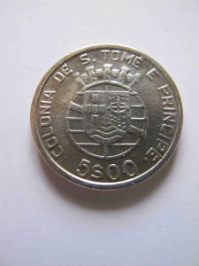 Сан-Томе и Принсипи Португальский 5 эскудо 1939 серебро