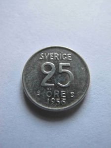 Швеция 25 эре 1956 Серебро