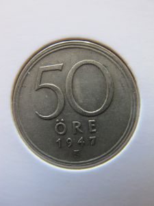 Швеция 50 эре 1947 Серебро