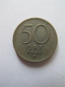 Швеция 50 эре 1948 Серебро