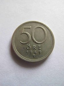 Швеция 50 эре 1949 Серебро