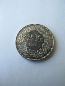 Швейцария 2 франка 1991