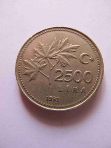 Турция 2 500 лир 1991