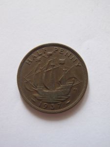 Монета Великобритания 1/2 пенни 1937 ГЕОРГ VI