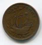 Монета Великобритания 1/2 пенни 1939