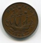 Монета Великобритания 1/2 пенни 1948