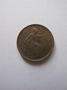 Монета Великобритания 1 фартинг 1927  ГЕОРГ V