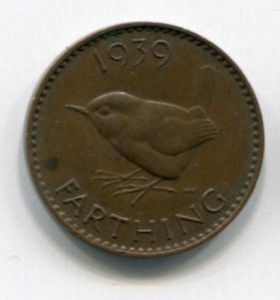 Монета Великобритания 1 фартинг 1939  ГЕОРГ VI