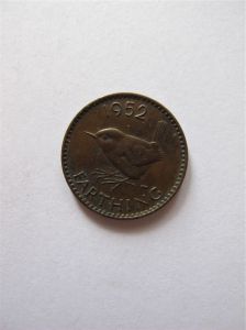 Монета Великобритания 1 фартинг 1952