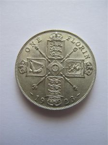 Великобритания 1 флорин 1923 серебро  ГЕОРГ V