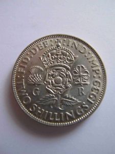 Великобритания 2 шиллинга 1939 Серебро