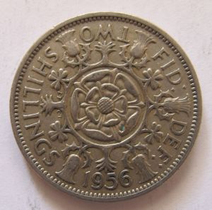 Монета Великобритания 2 шиллинга 1956 ЕЛИЗАВЕТА II