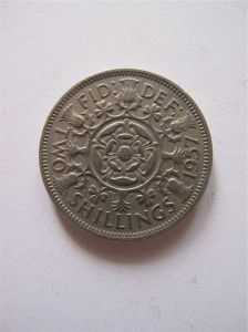 Монета Великобритания 2 шиллинга 1957 ЕЛИЗАВЕТА II