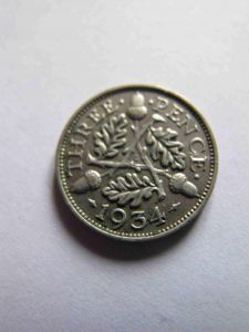 Великобритания 3 пенса 1934 серебро, ГЕОРГ V