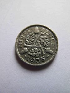 Великобритания 3 пенса 1935 серебро, ГЕОРГ V