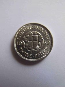 Великобритания 3 пенса 1939 серебро, ГЕОРГ VI