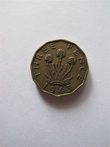 Монета Великобритания 3 пенса 1943  ГЕОРГ VI