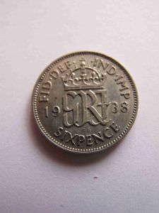 Великобритания 6 пенсов 1938  ГЕОРГ VI