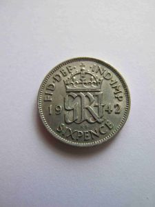 Великобритания 6 пенсов 1942 ГЕОРГ VI