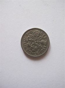 Монета Великобритания 6 пенсов 1955 ЕЛИЗАВЕТА II