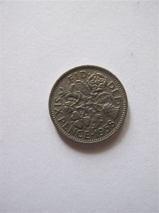 Монета Великобритания 6 пенсов 1958 ЕЛИЗАВЕТА II
