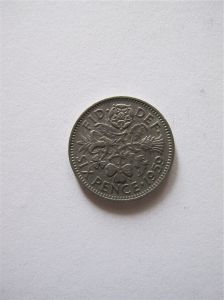 Монета Великобритания 6 пенсов 1959 ЕЛИЗАВЕТА II