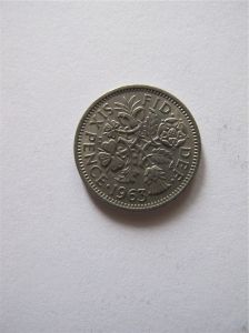 Монета Великобритания 6 пенсов 1963 ЕЛИЗАВЕТА II