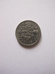 Монета Великобритания 6 пенсов 1965 ЕЛИЗАВЕТА II