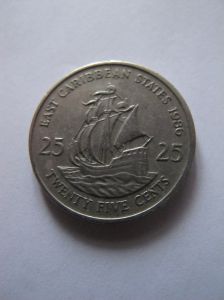 Восточно-Карибские штаты 25 центов 1986
