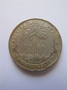 Британская Западная Африка 2 шиллинг 1916 серебро