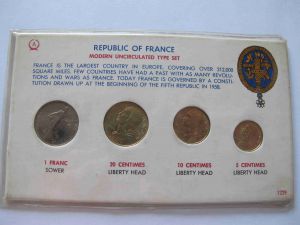 Набор монет Франции 1965-66